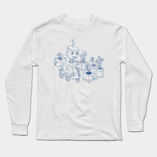 Robot with Flowers Long Sleeve T-Shirt